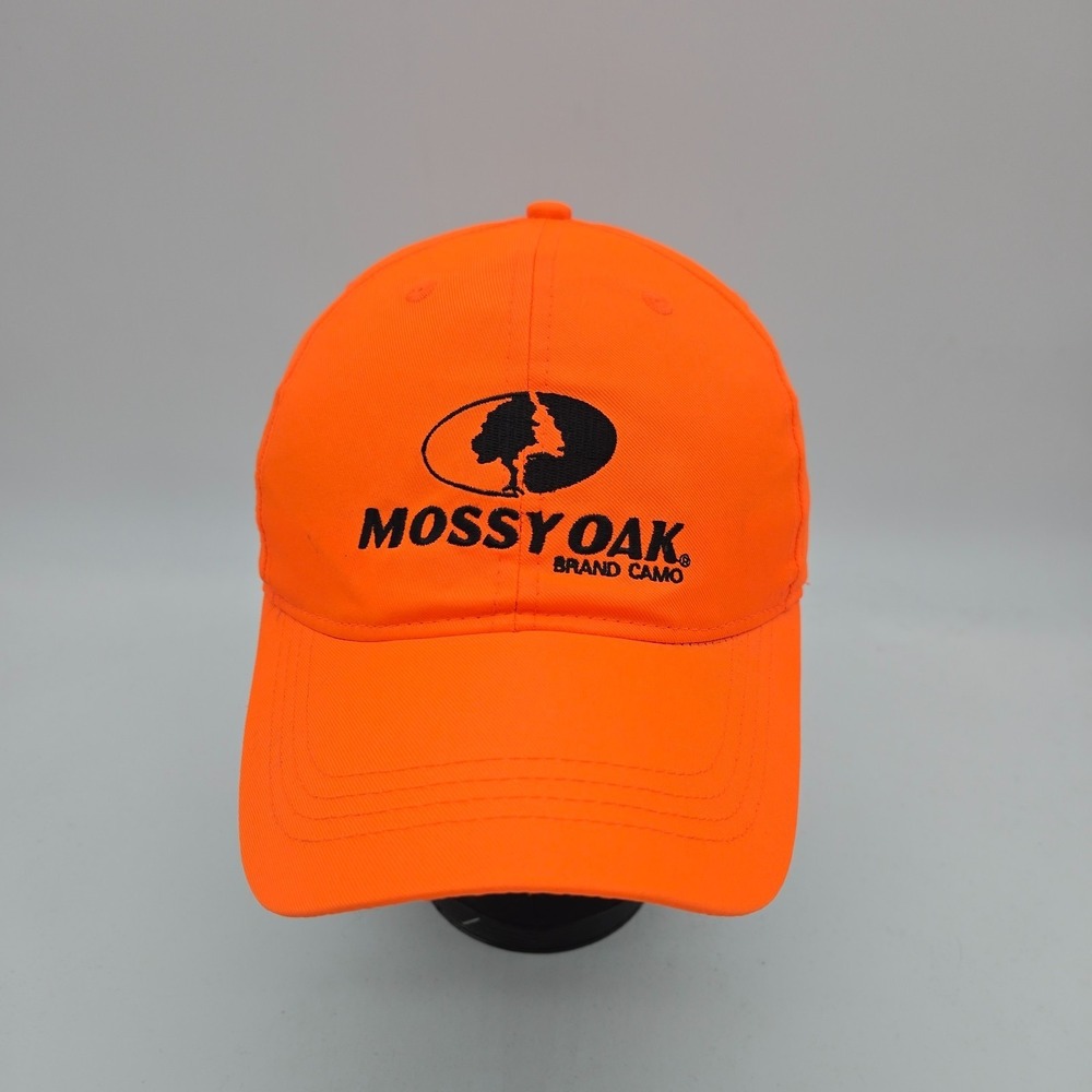 Mossy Oak Camo Strapback Hat Baseball Cap Safety Blaze Orange‎ Hunting Outdoor